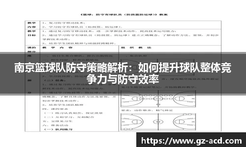 南京篮球队防守策略解析：如何提升球队整体竞争力与防守效率